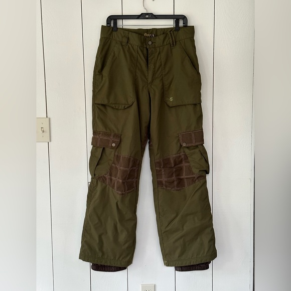 Orage Ski Snowboard Cargo Pants Thermolite Insulated M Army Green Patchwork - Picture 1 of 9